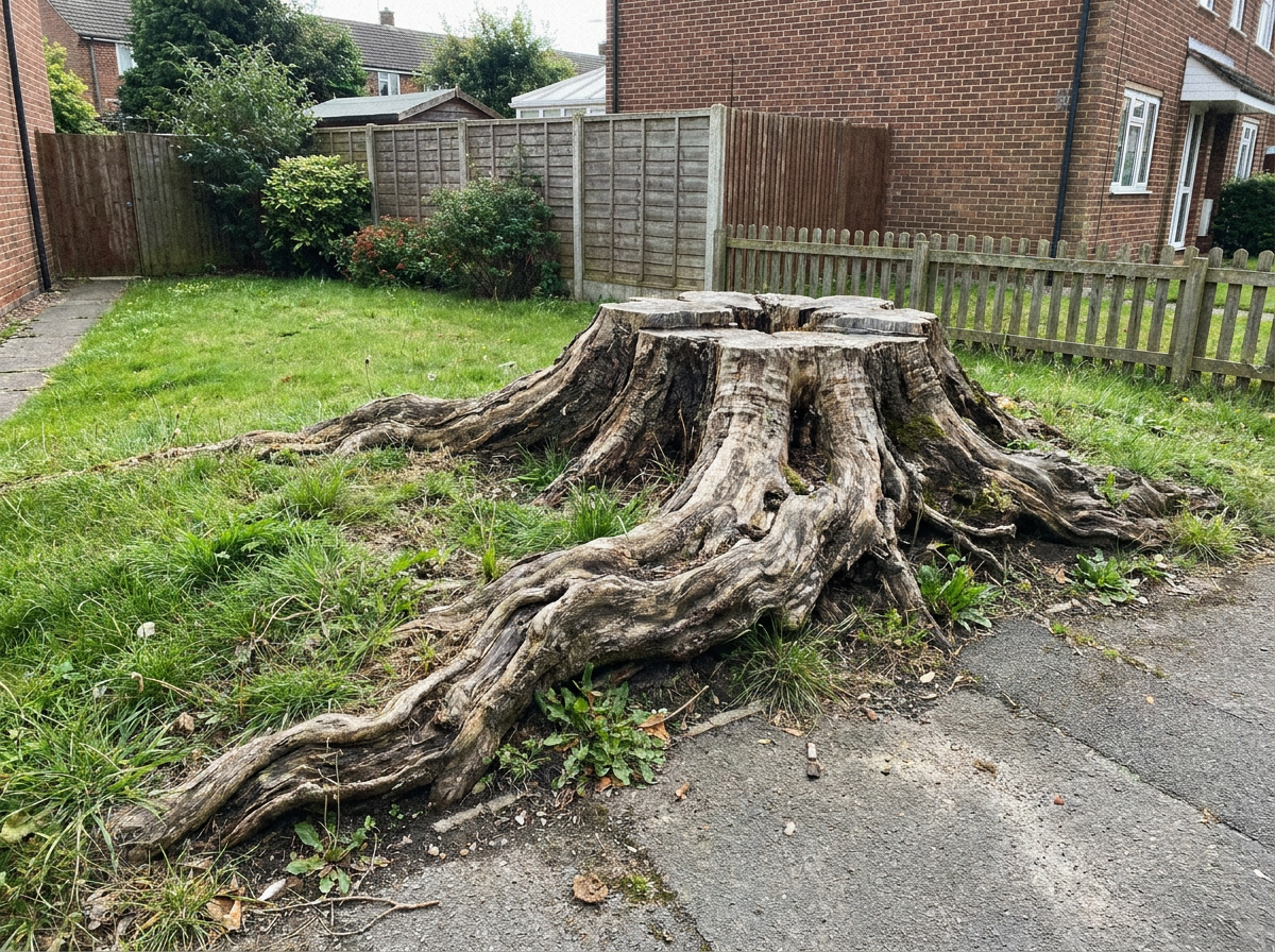 Stump grinding before